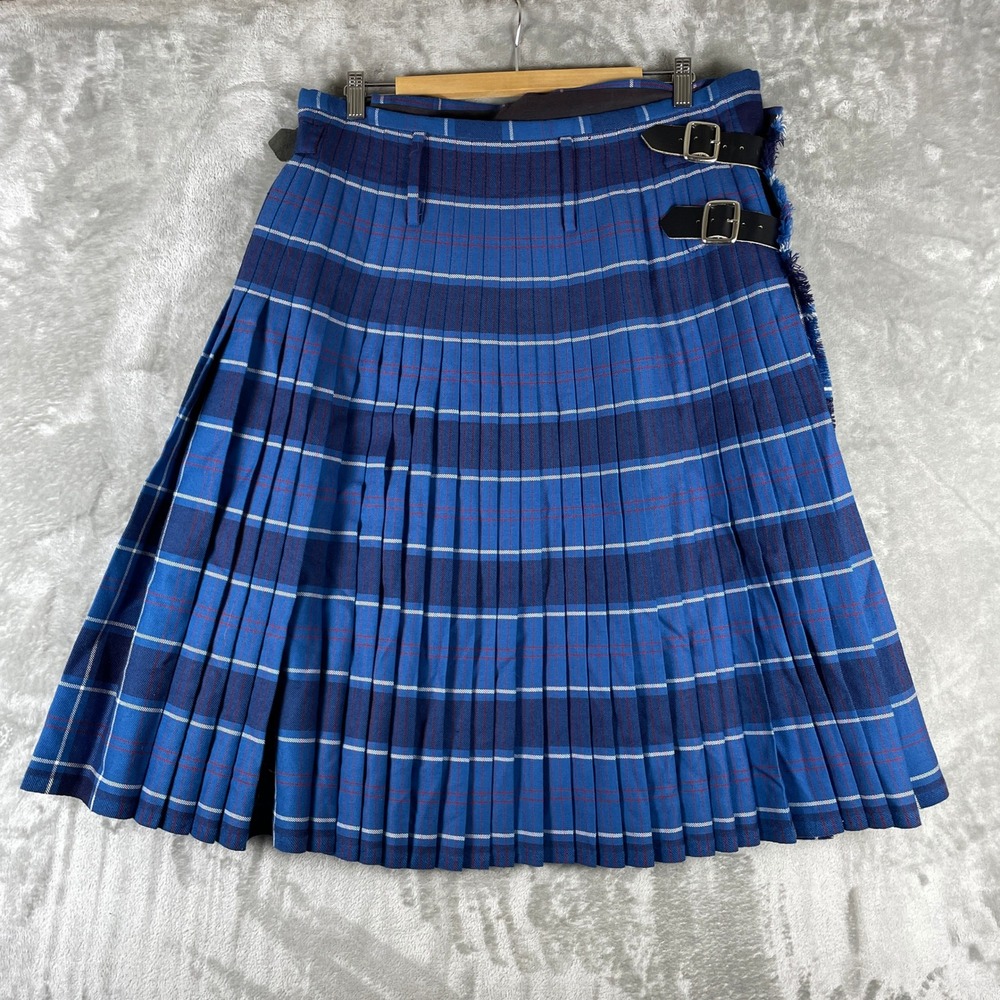 J. Higgins Ltd. Kilt Mens Blue Wool Traditional Scottish Pleated 34 (adjustable)